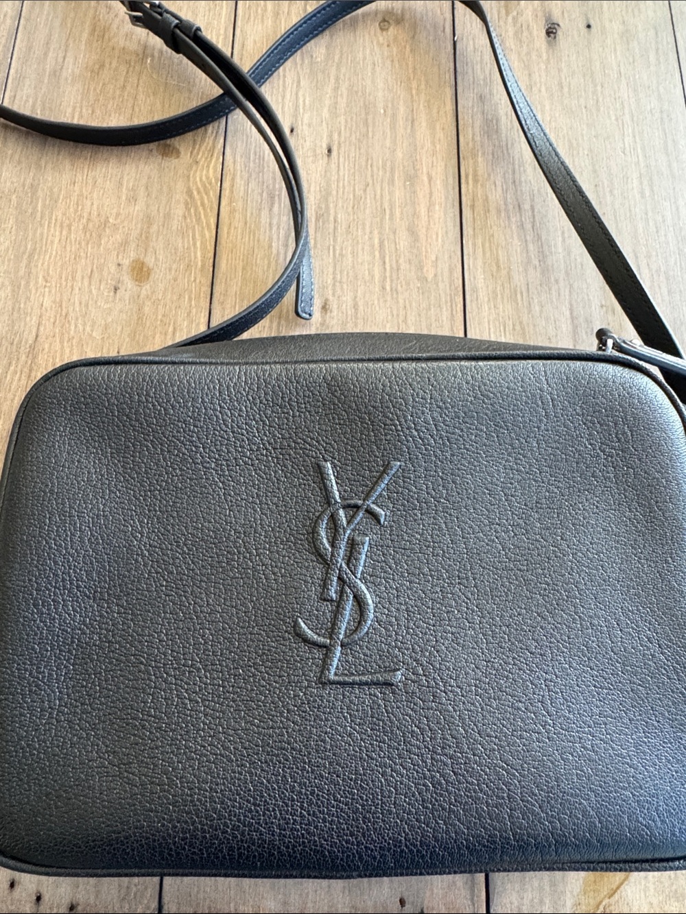 Saint Laurent Black Leather Camera Bag with Tassel Detail